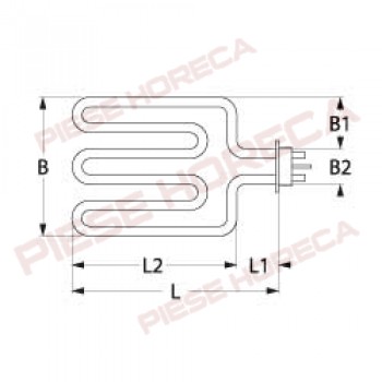 Rezistenta grill, putere 2000W, alimentare 230V, lungime-327mm, latime 228mm, 3 varfuri. Pentru grill KSF